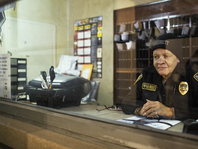 Joyce Hunt is a security guard and clerk at the Rosslyn Hotel. Hunt has been working here since construction first began in February by SRO Housing Corporation.