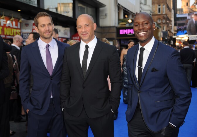 LONDON, ENGLAND - MAY 07:  Actors Paul Walker, Vin Diesel and Tyrese Gibson attend the "Fast & Furious 6" World Premiere at The Empire, Leicester Square on May 7, 2013 in London, England.  (Photo by Stuart C. Wilson/Getty Images for Universal Pictures)