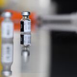 Vials of the Pfizer Covid-19 vaccine are seen at a mobile vaccination clinic at the Weingart East Los Angeles YMCA on May 14, 2021 in Los Angeles, California. - The campaign to immunize America's 17 million adolescents aged 12-to-15 kicked off in full force on May 13. The YMCA of Metropolitan Los Angeles is working to overcome vaccine hesitancy and expand access in high risk communities with community vaccine clinics in the area. (Photo by Patrick T. FALLON / AFP) (Photo by PATRICK T. FALLON/AFP via Getty Images)