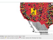 The website "Flu near you" administers weekly surveys to registered users who report whether they have symptoms and puts the results on a map that can be sorted at the zip code level.
