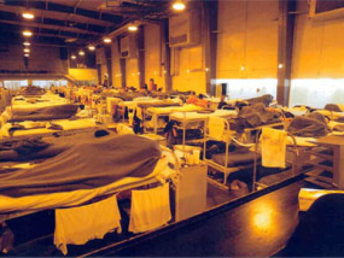 San Quentin's gymnasium housed more than 300 reception center inmates before improvements were made to the prison.