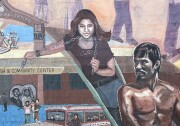 A mural depicting Filipino and Filipino American people and scenes from history.