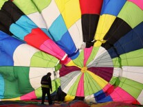 Hot air balloon readying for lift-off. 
