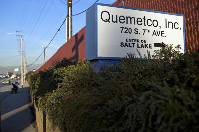 Quemetco in the City of Industry recycles 600 tons of lead from batteries each day. The battery recycler is pictured here on Wednesday, Nov. 18, 2015.