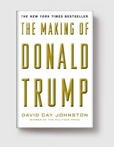 A general view of the book cover "The Making of Donald Trump" by David Cay Johnston.