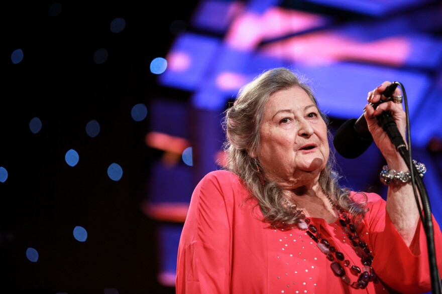 Norma Waterson receives the Lifetime Achievement award at the BBC Folk Awards at Royal Albert Hall on April 27, 2016, in London.
