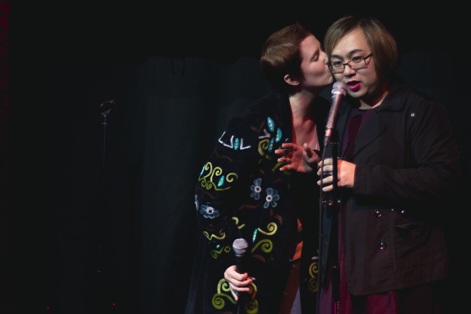 A still from the stand-up comedy show "Unconventional Lesbians."
