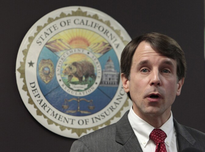 State  Insurance Commissioner Dave Jones calls for Anthem Blue Cross Life and Health Insurance Co., to reduce it's planned rate increase on small group major medical policyholders during a news conference in Sacramento, Calif., Tuesday, Jan. 8, 2013. Jones called it  "unreasonable, " for the health insurer to raise rates on small group major medical policy holders by as much as 10.6 percent. Anthem Blue Cross spokesman Darrel Ng said the health plan disagreed with Jones figures.  Ng said the rate increase with benefit changes will be around 7.5 percent, which is comparable to their competitors.  (AP Photo/Rich Pedroncelli)