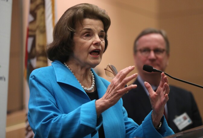 U.S. Senator Dianne Feinstein speaks during a press conference at UCSF Benioff Children's Hospital in San Francisco on July 7, 2017.