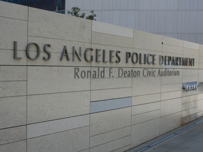 LAPD (Los Angeles Police Department) headquarters sign