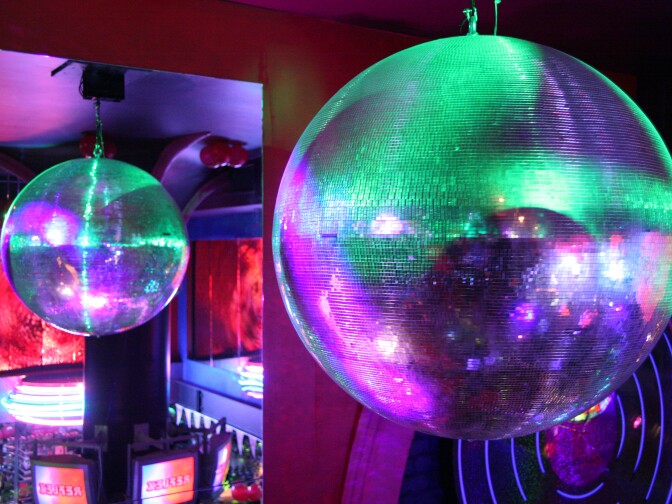 A disco ball at the Reflex nightclub in 2015.