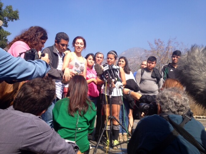 Hikers from Huntington Park's Seventh Day Adventist church tell reporters how they got stuck in the Angeles National Forest after dark