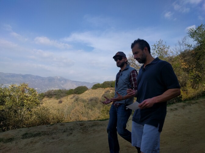 A Martinez (r) on a hike/interview in Griffith Park with Casey Schreiner, author of the book, "Day Hiking Los Angeles."