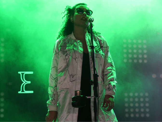 Jungle perform on Day Two of the Coachella Music Festival.