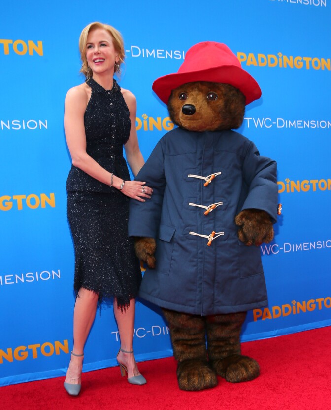 HOLLYWOOD, CA - JANUARY 10:  Actress Nicole Kidman and Paddington the Bear attend the premiere of TWC-Dimension's 'Paddington' held at the TCL Chinese Theatre IMAX on January 10, 2015 in Hollywood, California.  (Photo by Mark Davis/Getty Images)