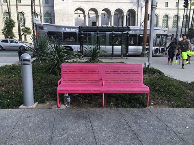 A pink with a bar dividing the middle.