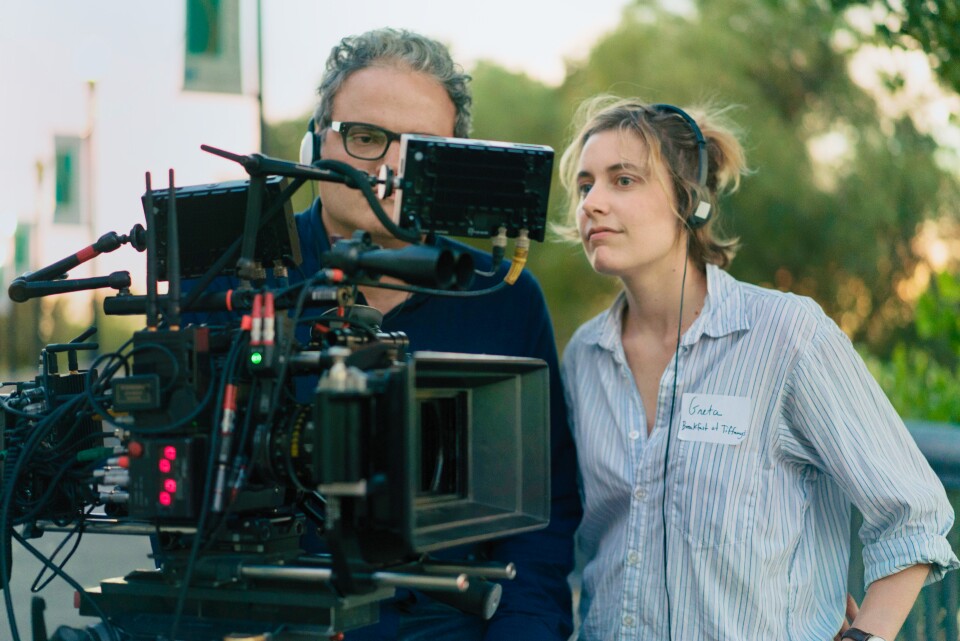 Writer/director Greta Gerwig on the set of Lady Bird. 