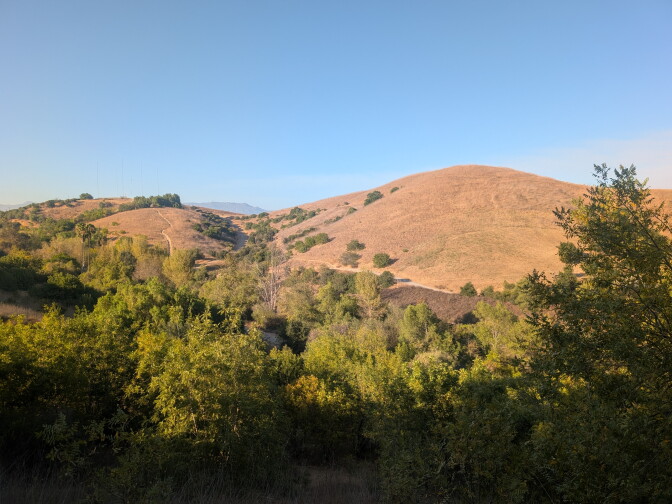 Rolling hillsides during sunset