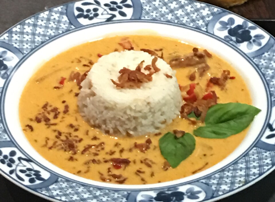 A Spam coconut curry dish, called Sir Can-A-Lot, created by Peggy Linberg, winner of the 2016 Spam cooking contest at the OC Fair.