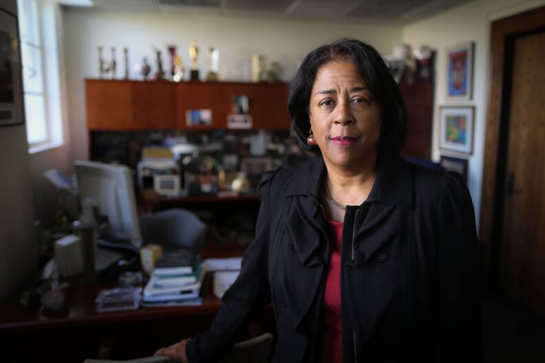 Mayoral Candidate Jan Perry in her City Hall office.