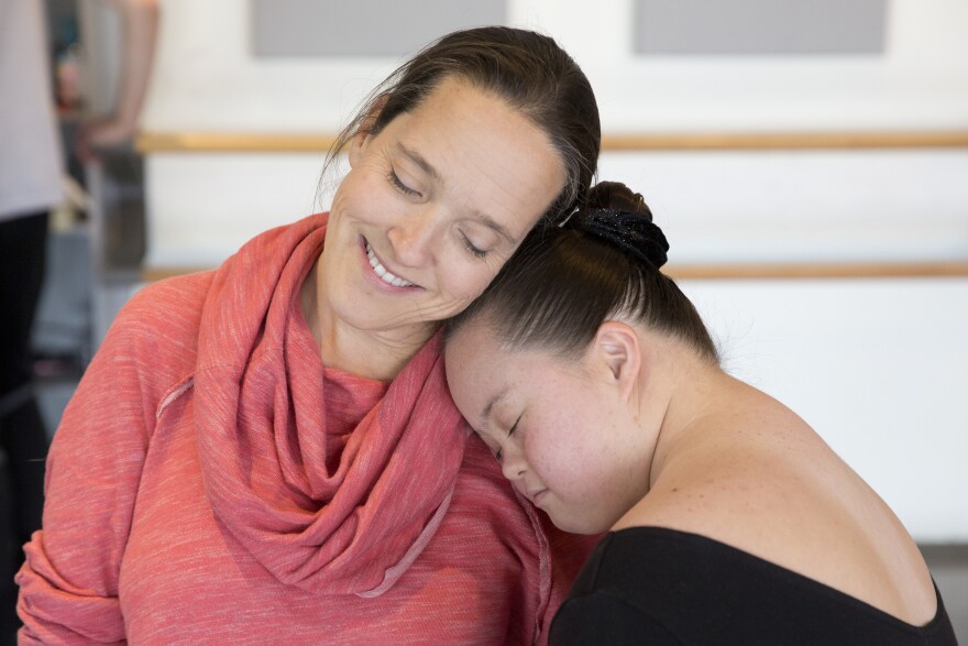 Bonnie Schlachte, director of Ballet for Kids, with Jordan Wall, 17.