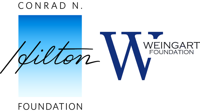 Conrad N Hilton Foundation and Weingart Foundation logos