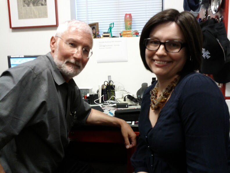Pyrotechnician Eric Elias and score reader Sara Hiner preparing for a fireworks display at the Hollywood Bowl for September 2014