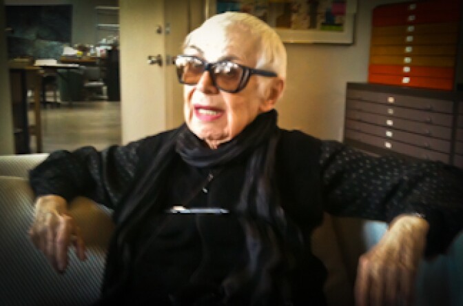 Artist June Wayne in May in her Los Angeles home as she prepared for an important exhibition of her art.