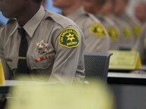 LA Sheriff Jim McDonnell addressing recruits at the Biscailuz Training Academy in Los Angeles, Calif. on Thursday, May 3, 2018.
