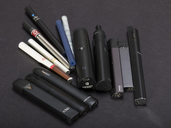 Among this collection of e-cigarettes, Juul is the second from the right.