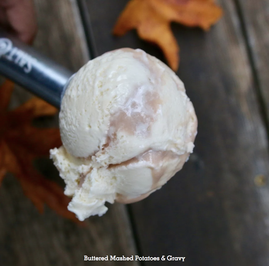 Salt & Straw's Buttered Mashed Potatoes & Gravy ice cream flavor.
