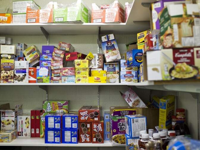 Food and snacks are stored at My Friend's Place. Miley Cyrus helped to bring in $240,000 to MFP to pay for food, clothing and arts programming.