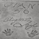 Film icon Elizabeth Taylor's signature outside Grauman's Chinese Theatre in Hollywood, California.