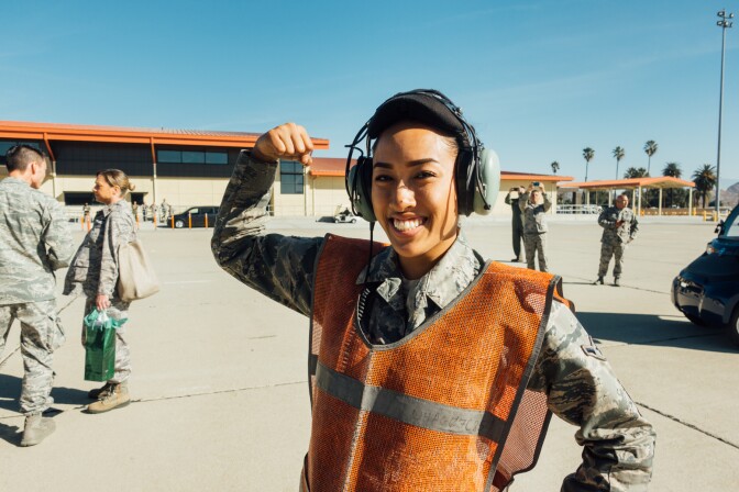 Sade Phonn was crew chief for the C-17 Globemaster III training and refueling flight that welcomed Elinor Otto along for a ride.