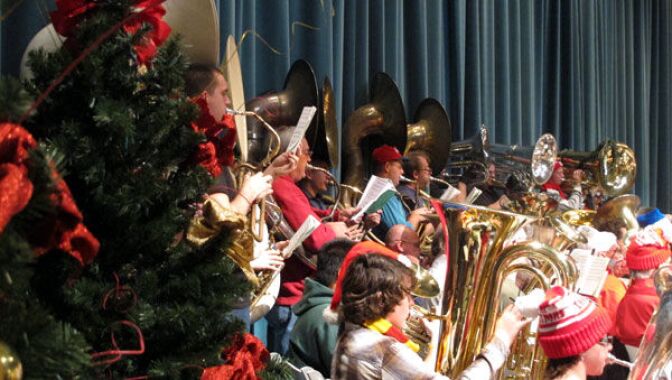 More than 100 tuba players showed up for Tuba Christmas Los Angeles, the oldest Tuba Christmas in California. 