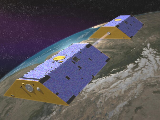 GRACE, twin satellites launched in March 2002, are making detailed measurements of Earth's gravity field which will lead to discoveries about gravity and Earth's natural systems. These discoveries could have far-reaching benefits to society and the world's population.
