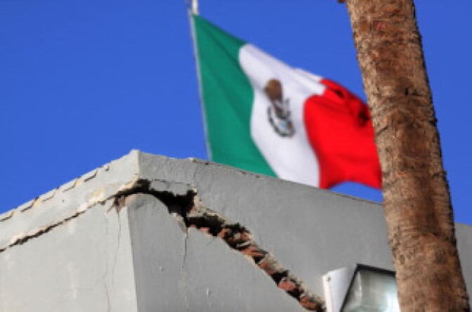 A customs building at the U.S.-Mexico border is seen damaged after an earthquake April 5, 2010 in Mexicali, Mexico. The 7.2 magnitude earthquake in Baja California, Mexico yesterday caused damage to structures on both sides of the border and could be felt as far as Los Angeles and Phoenix.