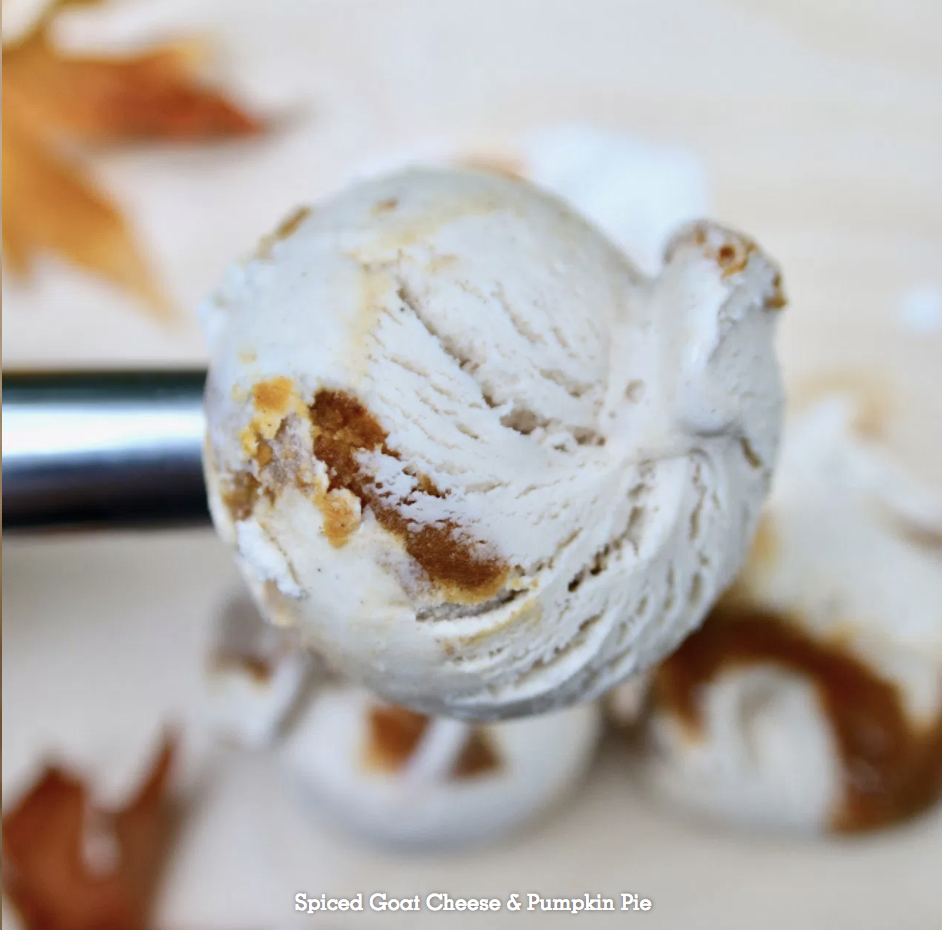 Salt & Straw's Spiced Goat Cheese & Pumpkin pie flavored ice cream.