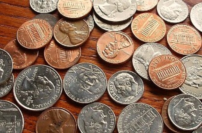 An assortment of U.S. coins.