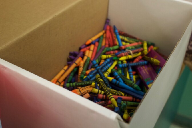 These lightly-used crayons from a local restaurants found a home at a school in Culver City.