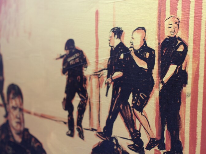 Dallas Police Officers in the wake of the Dallas shooting. 