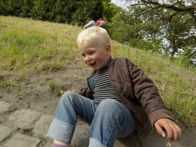 4 year-old August lives with his mother and sister, Lea, in Copenhagen. He loves playing in nature and will scramble up and slide down any city embankment as the family walks around the city, according to his mom, Eva Ørum.