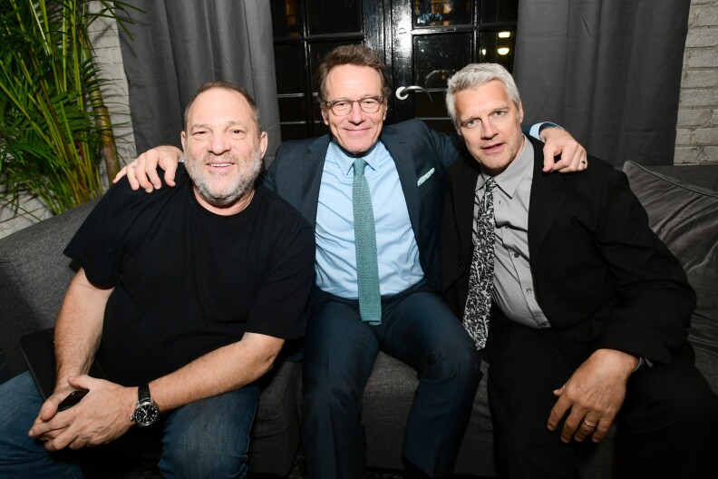 Harvey Weinstein, Bryan Cranston and Neil Burger attend the 'The Upside' cocktail party at the Toronto Film Festival on September 8, 2017.