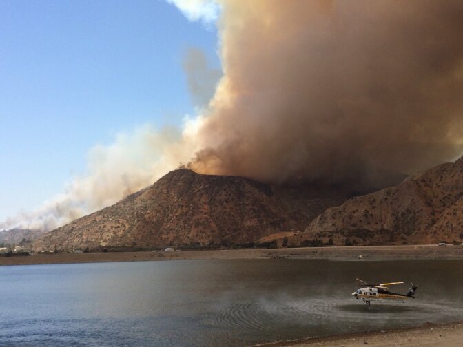 A photo tweeted Wednesday, June 22, 2016 by South Coast AQMD of the San Gabriel Complex Fire.