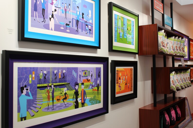 Josh Agle's artwork on display in the new Shag Store in West Hollywood.