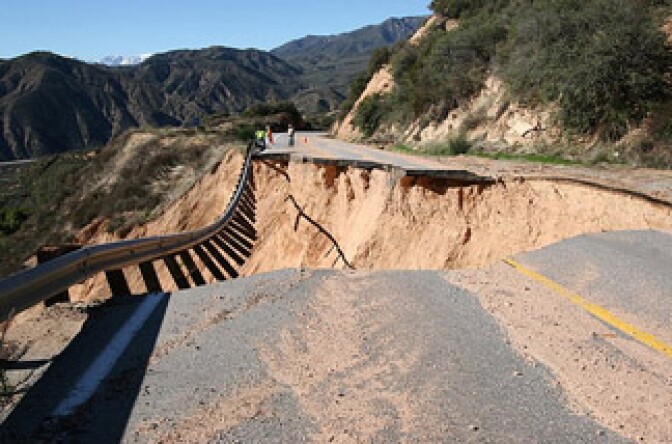 Highway 330 in San Bernardino was closed indefinitely after a section of road gave out.