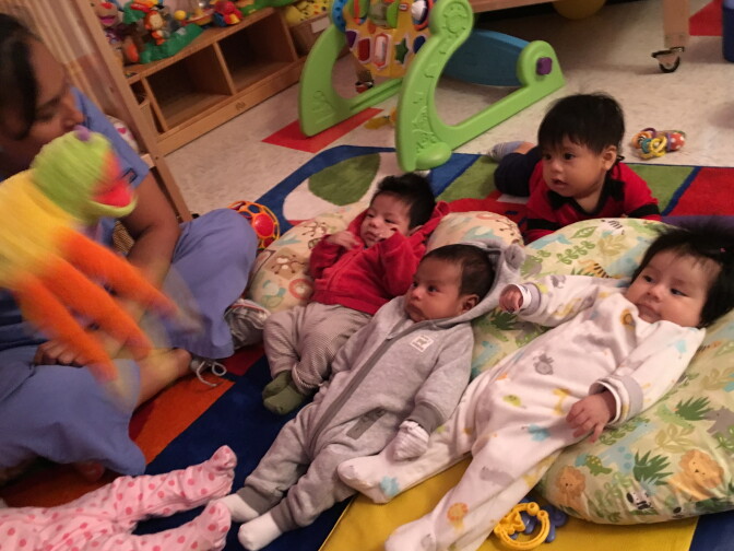 Babies are cared for at the RCMA Balm Head Start center in Wimauma, Florida. These are children of farm workers, and to qualify for the program, parents must earn 51 percent of their income from agriculture. 