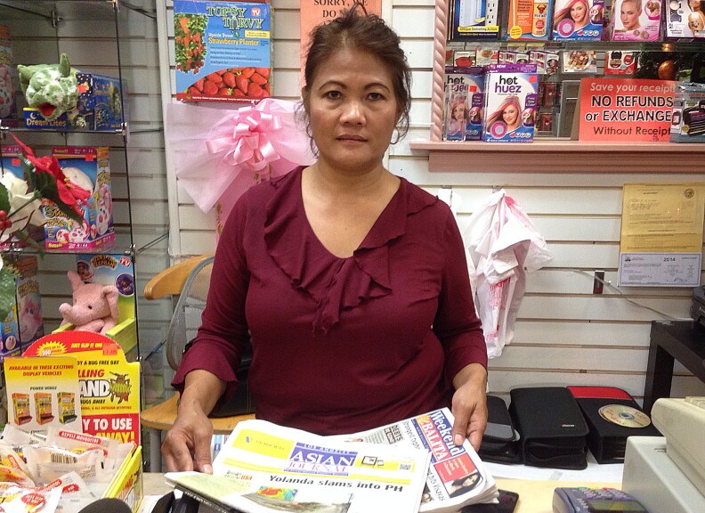 Virgie Lyons, a shop owner in Eagle Rock, has been scouring Filipino newspapers and YouTube for word about her relatives in the Philippines. She said she got a call from her brother on Sunday night.