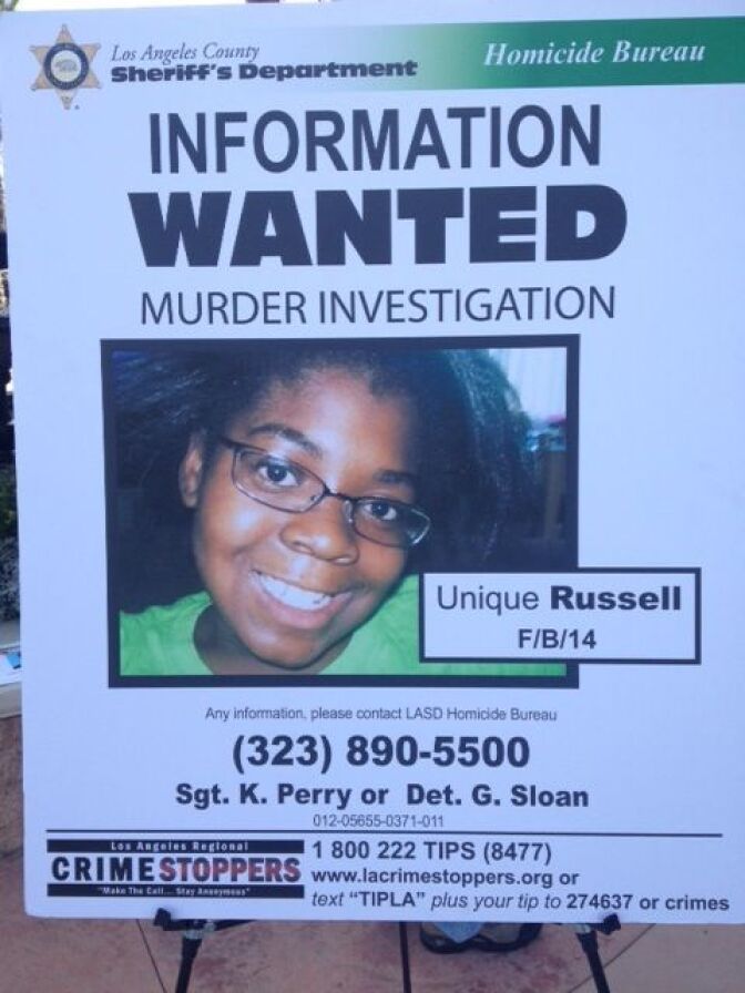 Unique Russell, 14, was fatally shot on July 4 as she watched fireworks in the Westmont neighborhood.