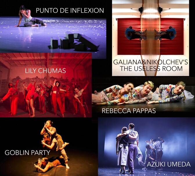 A poster for the six different dance groups hosting shows at the Odyssey Theatre.